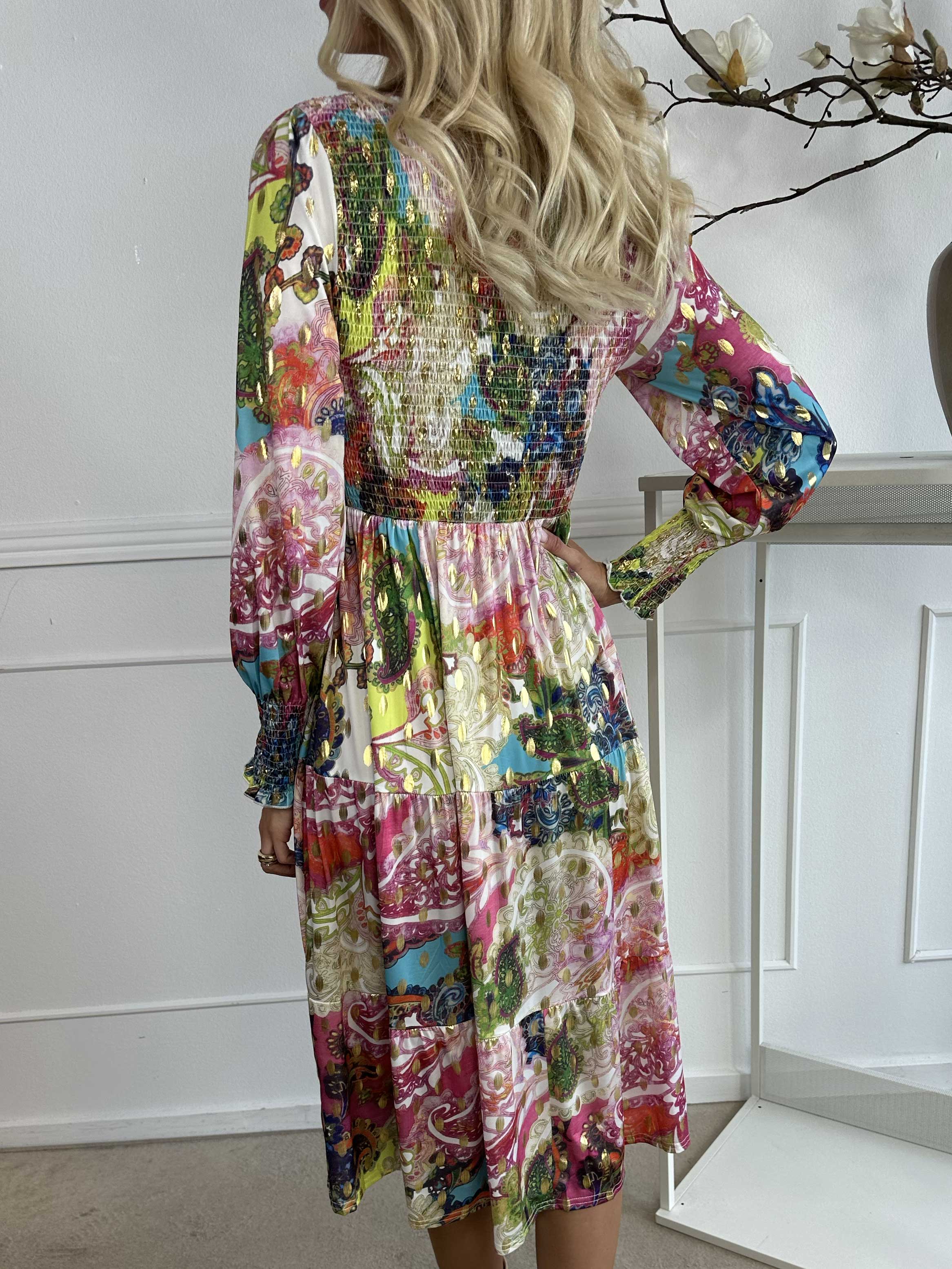 Kelly Elements Long - Elastisk kjole med smock henover brystet